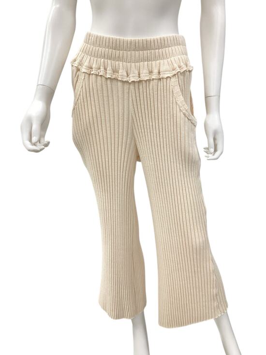 Free People Pants - Free People Pants Women’s Size XS/ S Stretchy Ribbed Soft Side Pockets Ivory